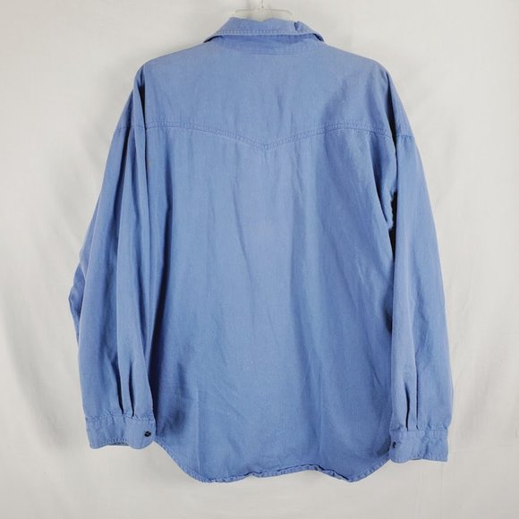 Vintage Quiksilver Snap Front Canvas Shirt XL Blue Surf Skate 80s 90s - Picture 5 of 5